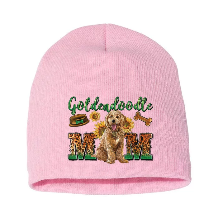 Goldendoodle Mom Sunflowers Goldendoodle Lovers Short Acrylic Beanie