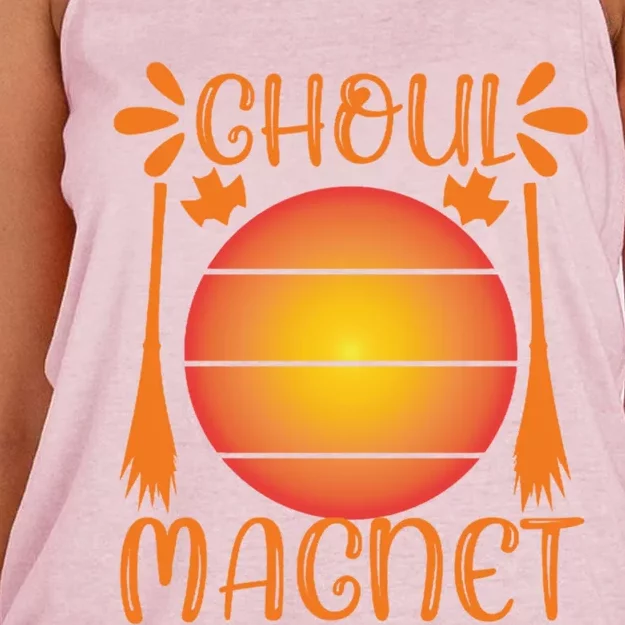 Ghoul Magnet Spooky Ghost Moon Halloween Witch Monster Ghost Cute Gift Women's Knotted Racerback Tank