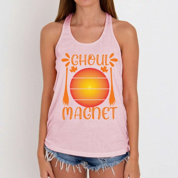 Ghoul Magnet Spooky Ghost Moon Halloween Witch Monster Ghost Cute Gift Women's Knotted Racerback Tank