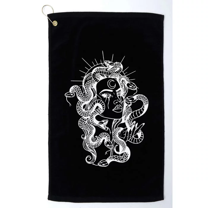 Greek Mythology Snakes Head Witch Platinum Collection Golf Towel