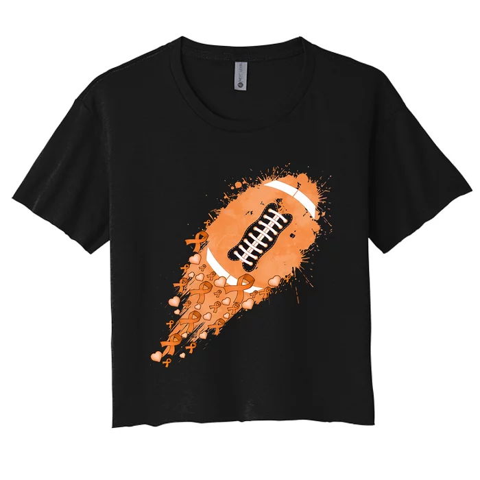 Gameday Multiple Sclerosis Awareness America Football Lover Support Women's Crop Top Tee