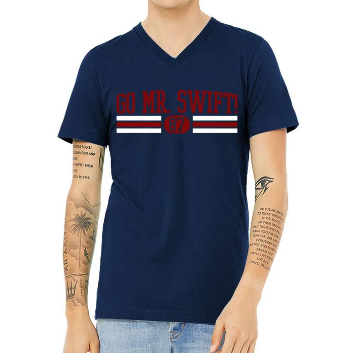 Go Mr Swift Kansas Football V-Neck T-Shirt