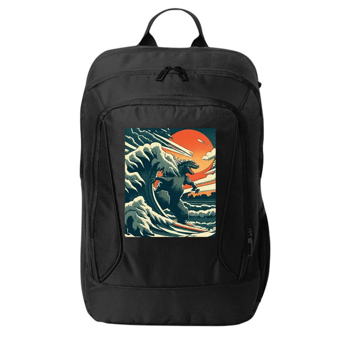 Great Monster Surfing Wave Off Kanagawa Japanese City Backpack