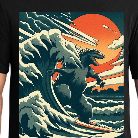 Great Monster Surfing Wave Off Kanagawa Japanese Pajama Set