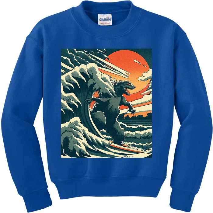 Great Monster Surfing Wave Off Kanagawa Japanese Kids Sweatshirt