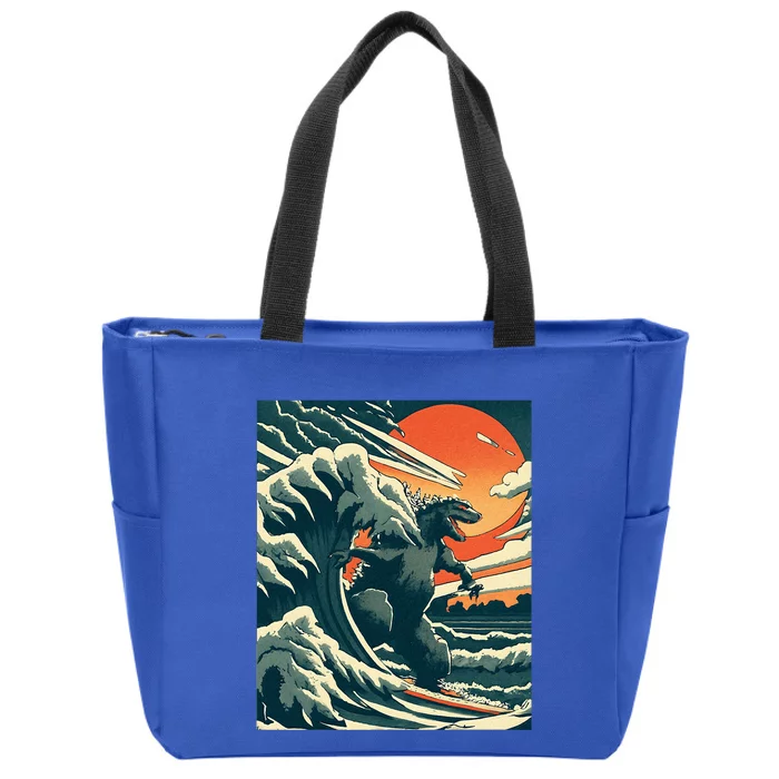 Great Monster Surfing Wave Off Kanagawa Japanese Zip Tote Bag