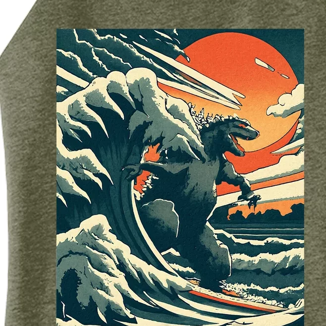 Great Monster Surfing Wave Off Kanagawa Japanese Women’s Perfect Tri Rocker Tank