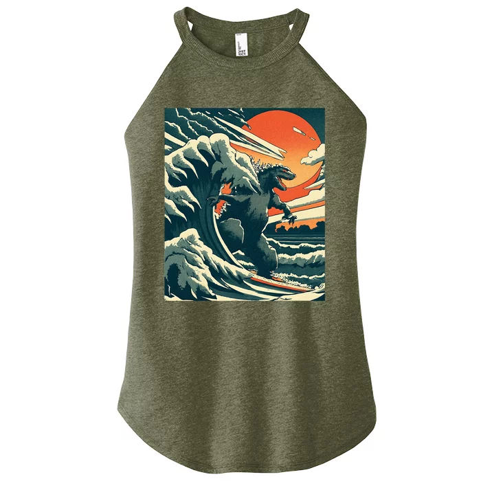 Great Monster Surfing Wave Off Kanagawa Japanese Women’s Perfect Tri Rocker Tank