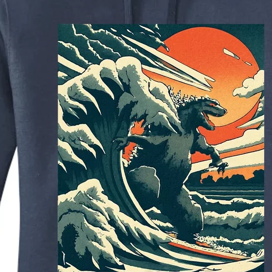 Great Monster Surfing Wave Off Kanagawa Japanese Women's Pullover Hoodie