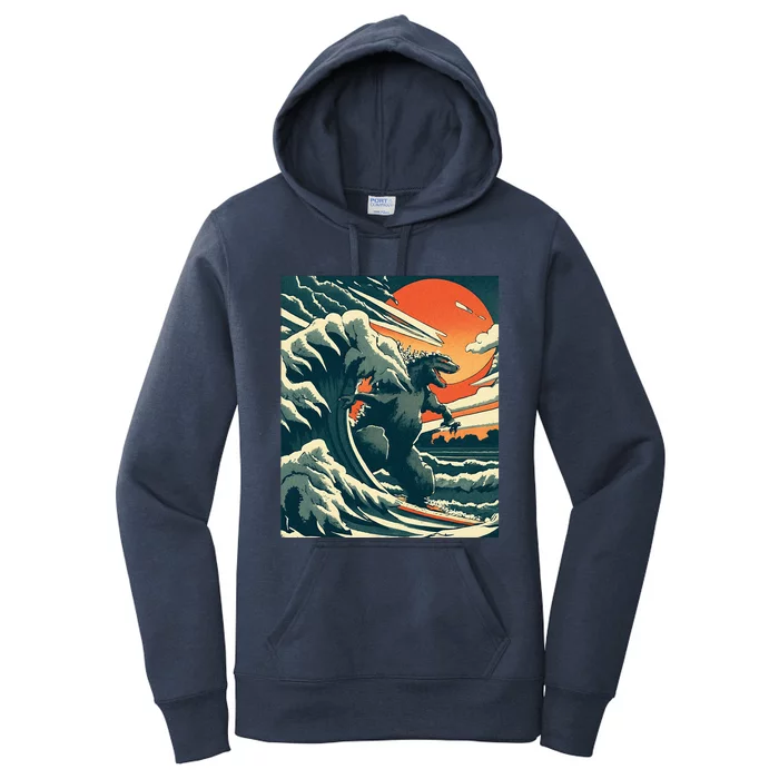 Great Monster Surfing Wave Off Kanagawa Japanese Women's Pullover Hoodie