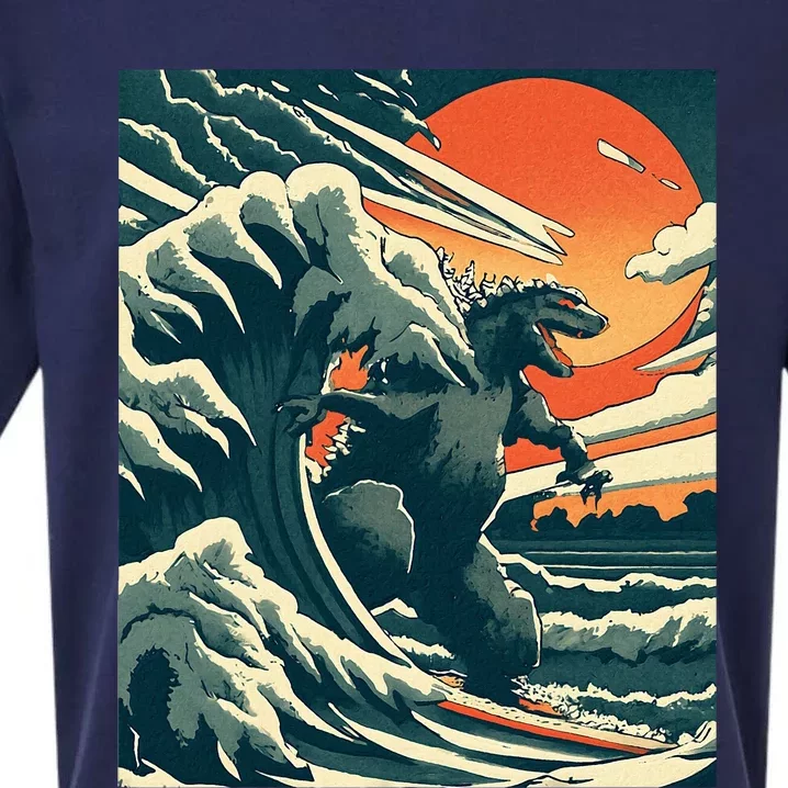 Great Monster Surfing Wave Off Kanagawa Japanese Sueded Cloud Jersey T-Shirt