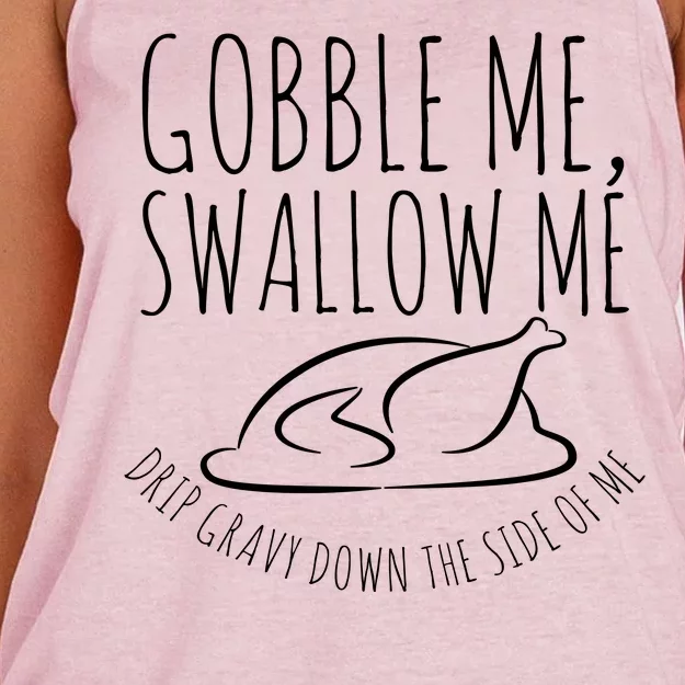 Gobble Me Swallow Me Funny Thanksgiving Women's Knotted Racerback Tank