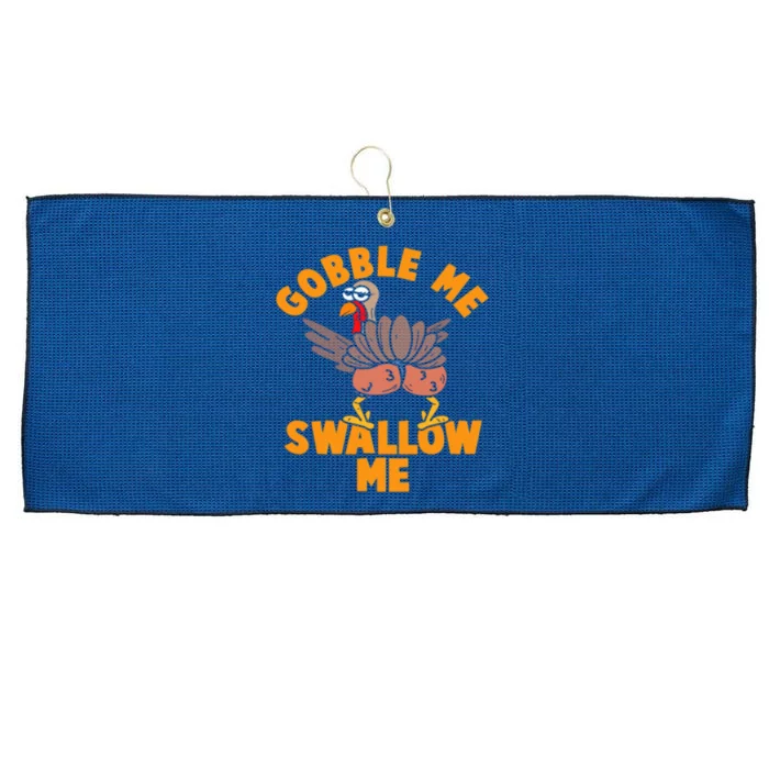 Gobble Me Swallow Funny Thanksgiving Turkey Large Microfiber Waffle Golf Towel