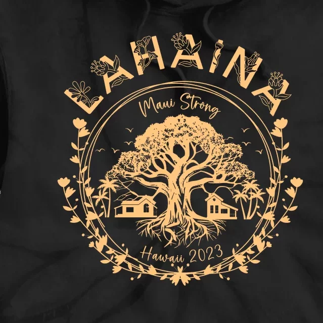 Golden Maui Strong Lahaina Strong Banyan Tree Tie Dye Hoodie