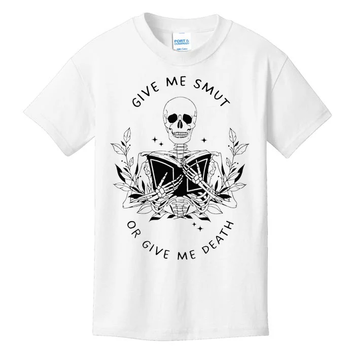 Give Me Smut Or Give Me Death Skeleton Book Lover Kids T-Shirt