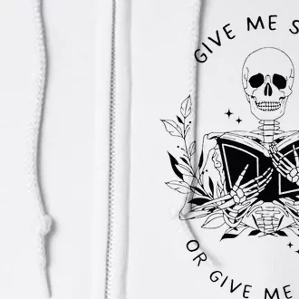 Give Me Smut Or Give Me Death Skeleton Book Lover Full Zip Hoodie