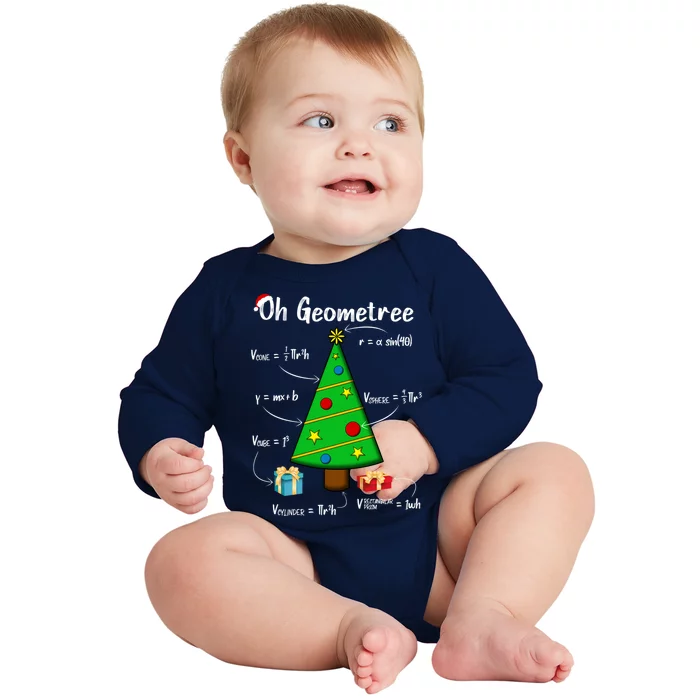 Geometry Math Science Teacher Christmas Oh Geometree Great Gift Baby Long Sleeve Bodysuit