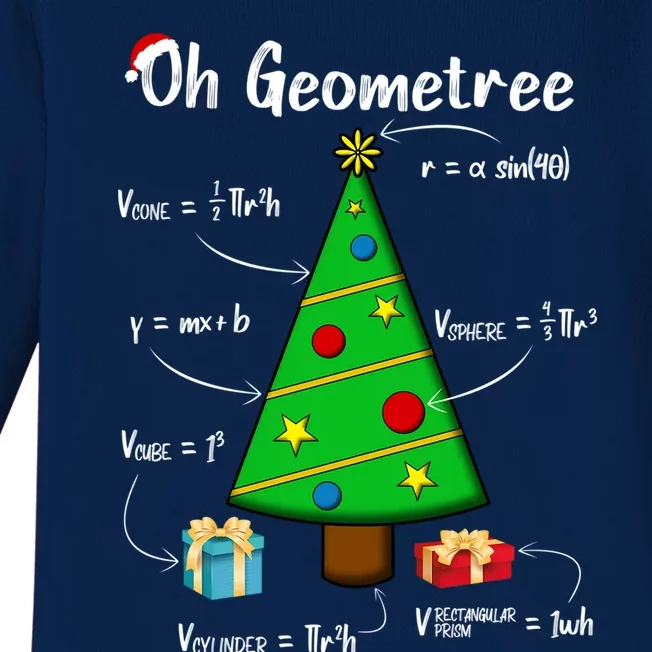 Geometry Math Science Teacher Christmas Oh Geometree Great Gift Baby Long Sleeve Bodysuit