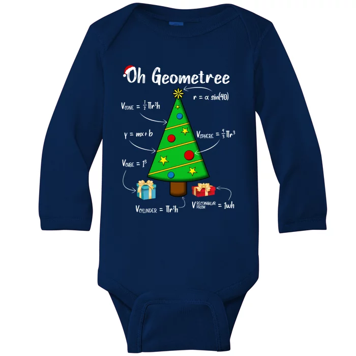 Geometry Math Science Teacher Christmas Oh Geometree Great Gift Baby Long Sleeve Bodysuit