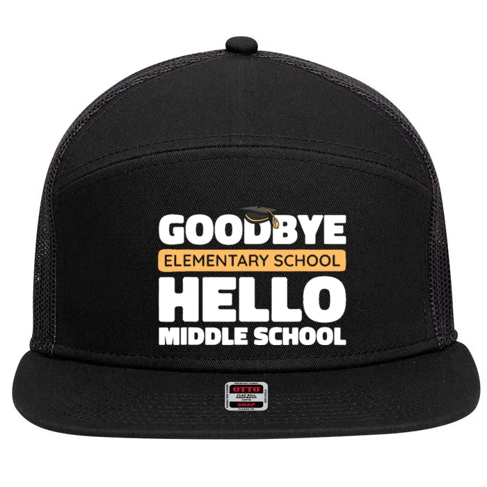 Goodbye Middle School Hello High School 8th Grade Graduation 7 Panel Mesh Trucker Snapback Hat