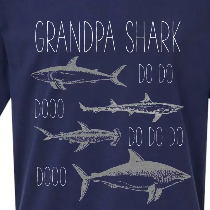 Grandpa Multiple Shark Do Doo Do Do Do Doo T Sueded Cloud Jersey T-Shirt