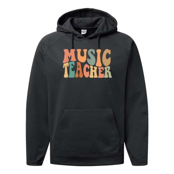 Groovy Music Teacher Cute Back to School Supplies Performance Fleece Hoodie