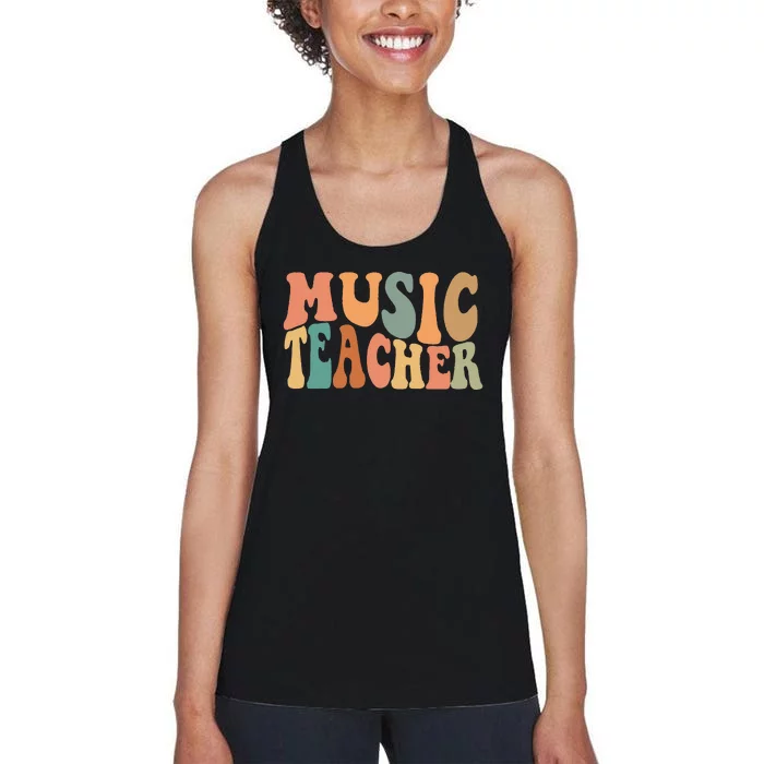 Groovy Music Teacher Cute Back to School Supplies Women's Racerback Tank