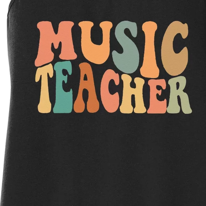 Groovy Music Teacher Cute Back to School Supplies Women's Racerback Tank