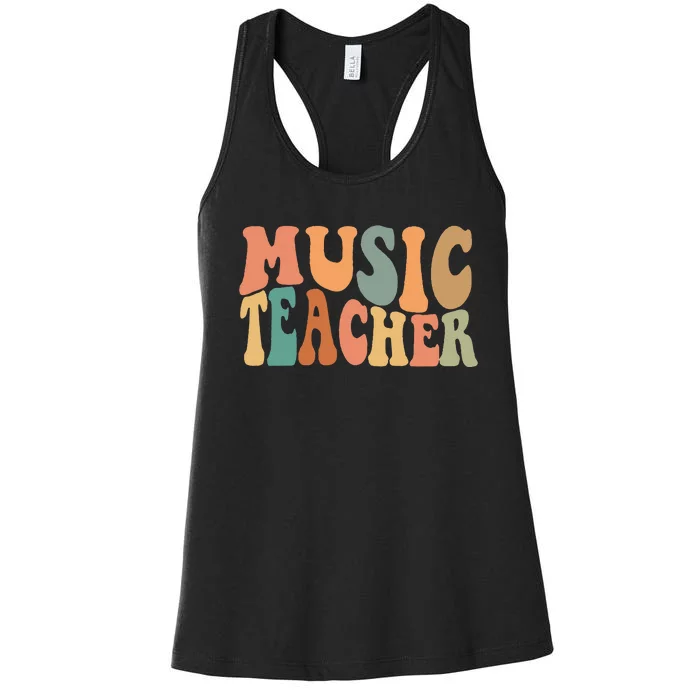 Groovy Music Teacher Cute Back to School Supplies Women's Racerback Tank