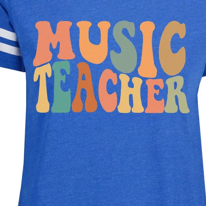 Groovy Music Teacher Cute Back to School Supplies Enza Ladies Jersey Football T-Shirt