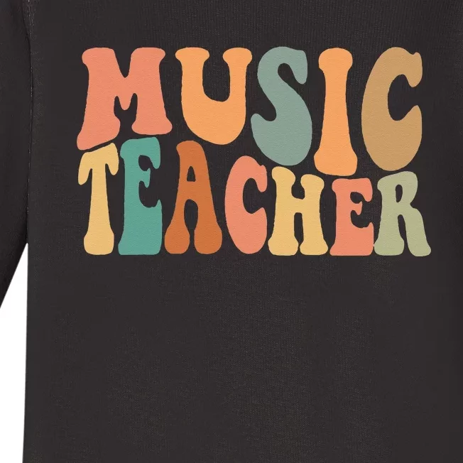 Groovy Music Teacher Cute Back To School Supplies Baby Long Sleeve Bodysuit