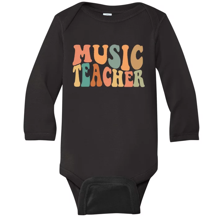 Groovy Music Teacher Cute Back To School Supplies Baby Long Sleeve Bodysuit