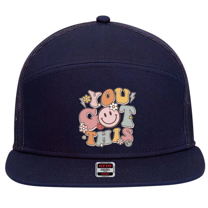 Groovy Motivational Testing Day Teacher Student You Got This 7 Panel Mesh Trucker Snapback Hat