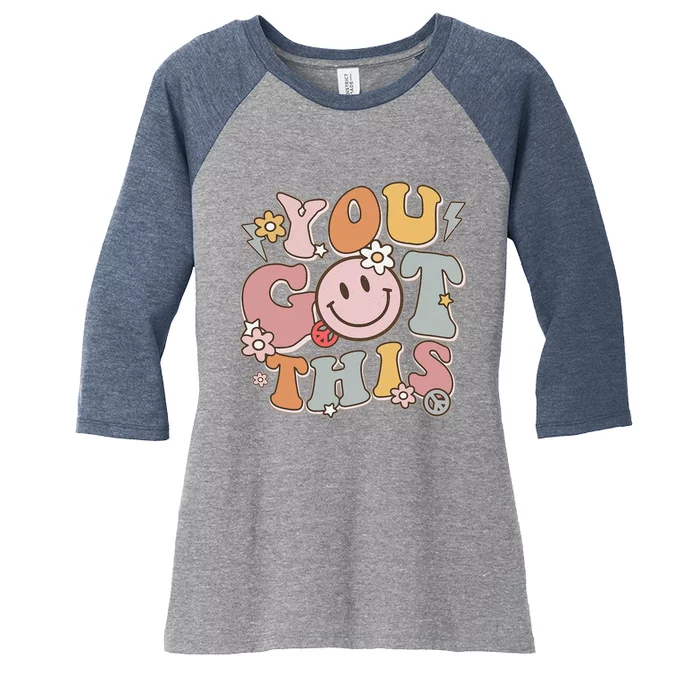 Groovy Motivational Testing Day Teacher Student You Got This Women's Tri-Blend 3/4-Sleeve Raglan Shirt