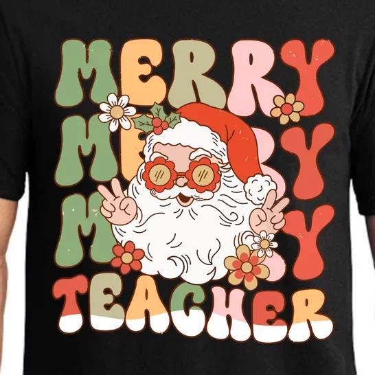 Groovy Merry Teacher Christmas SantaS Favorite Teacher Gift Pajama Set