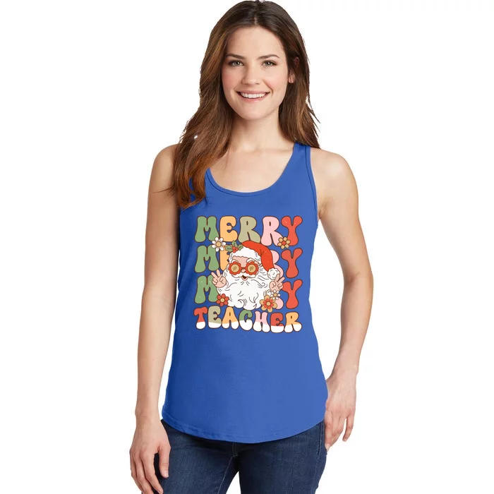 Groovy Merry Teacher Christmas SantaS Favorite Teacher Gift Ladies Essential Tank