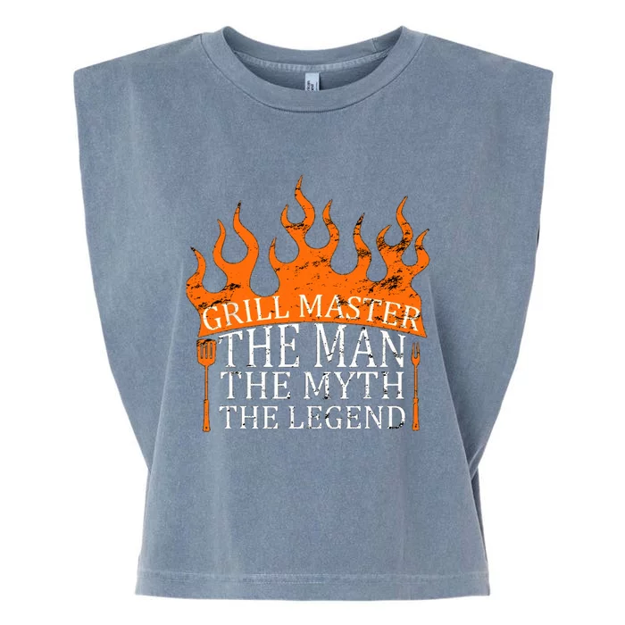 Grill Master - The Man The Myth The Legend BBQ Smoker Garment-Dyed Women's Muscle Tee