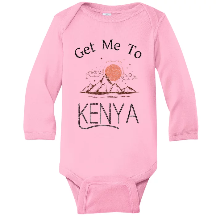 Get Me To Kenya Vintage Vacation Baby Long Sleeve Bodysuit