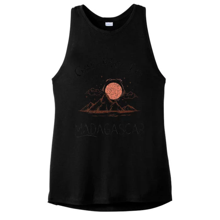 Get Me To Madagascar Vintage Vacation Ladies Tri-Blend Wicking Tank