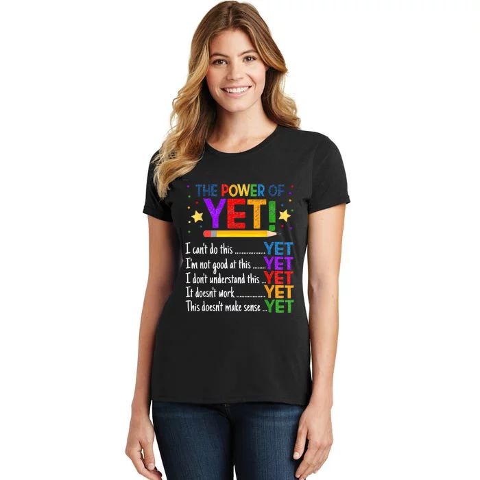 Growth Mindset Teacher Kindness Power Of Yet Inspirational Women's T-Shirt