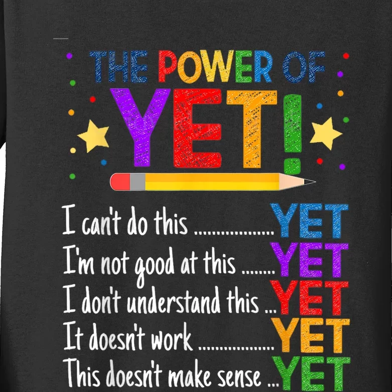 Growth Mindset Teacher Kindness Power Of Yet Inspirational Kids Long Sleeve Shirt