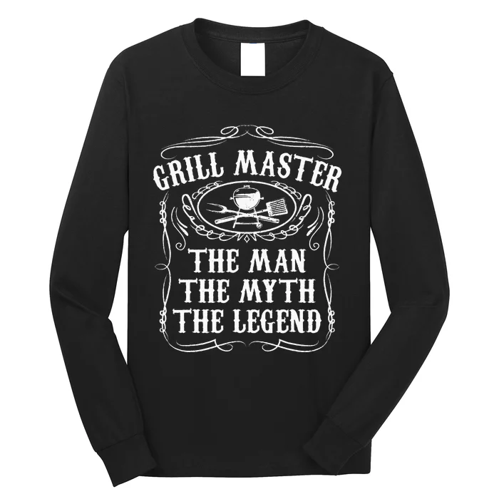 Grill Master The Man The Myth Legend Funny BBQ Smoker Gift Long Sleeve Shirt