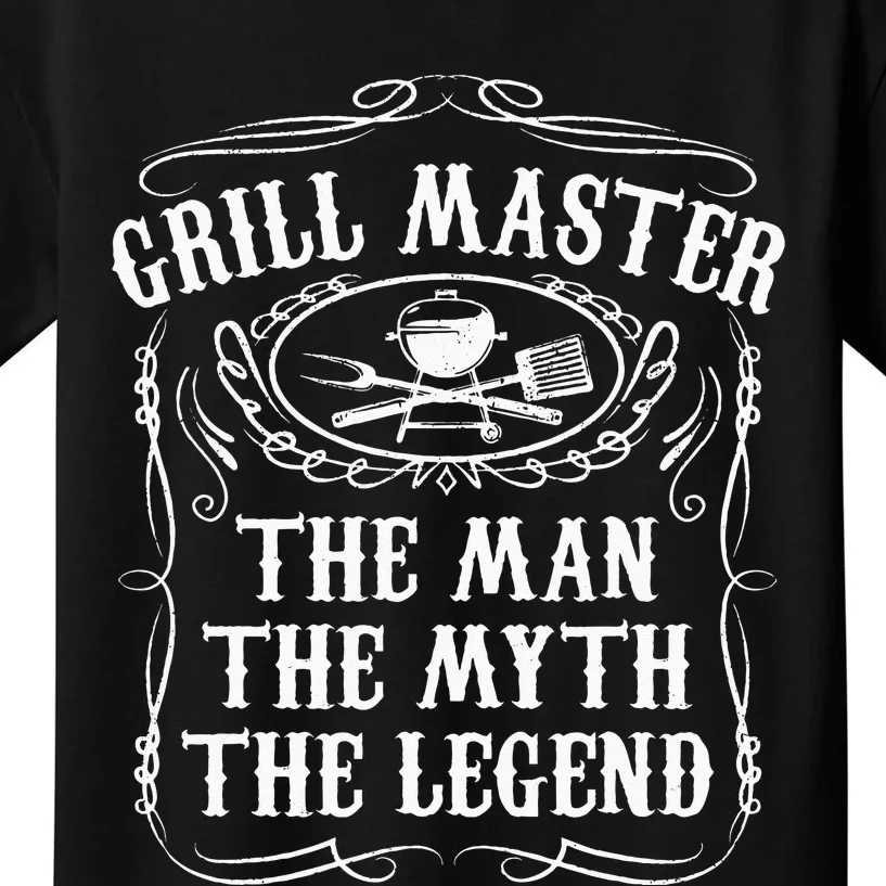 Grill Master The Man The Myth Legend Funny BBQ Smoker Gift Kids T-Shirt