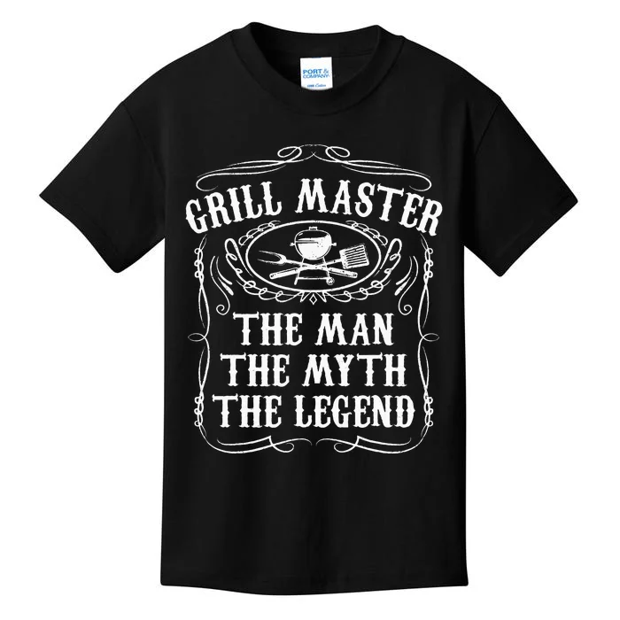 Grill Master The Man The Myth Legend Funny BBQ Smoker Gift Kids T-Shirt