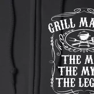 Grill Master The Man The Myth Legend Funny BBQ Smoker Gift Full Zip Hoodie