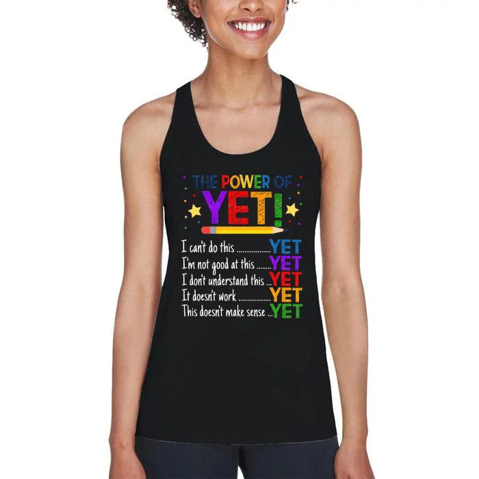 Growth Mindset Teacher Kindness Power Of Yet Inspirational Women's Racerback Tank