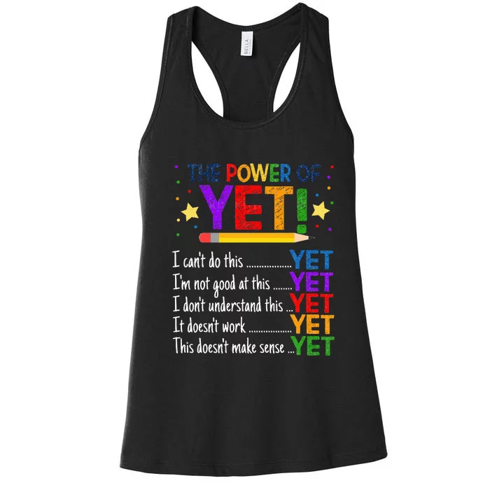 Growth Mindset Teacher Kindness Power Of Yet Inspirational Women's Racerback Tank