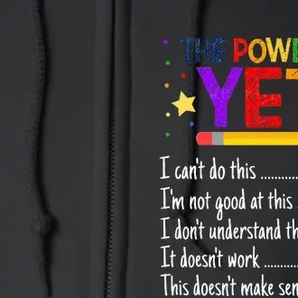 Growth Mindset Teacher Kindness Power Of Yet Inspirational Full Zip Hoodie