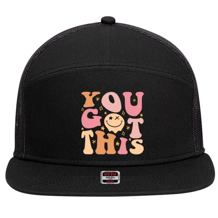 Groovy Motivational Testing Day Teacher Student You Got This 7 Panel Mesh Trucker Snapback Hat