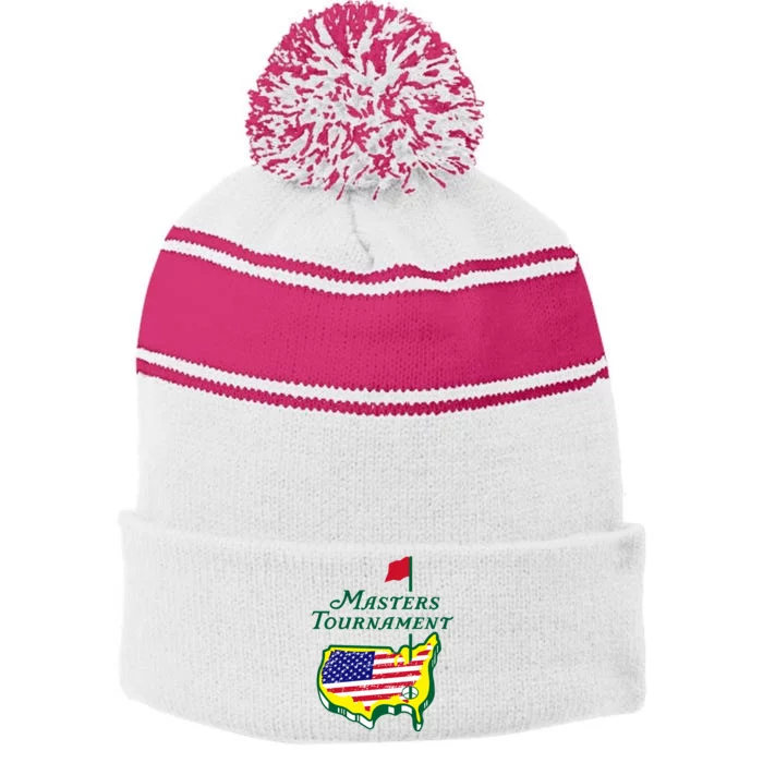 Green Masters Tournament Stripe Pom Pom Beanie